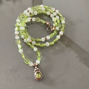 Elegant Green peridot sterling  Beaded Necklace